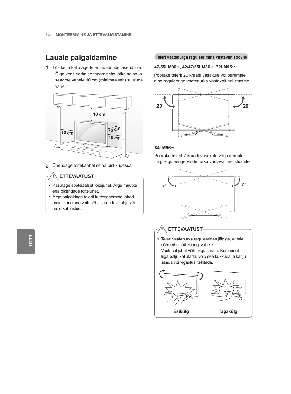 Lauale paigaldamine | LG 47LM860V User Manual | Page 224 / 521