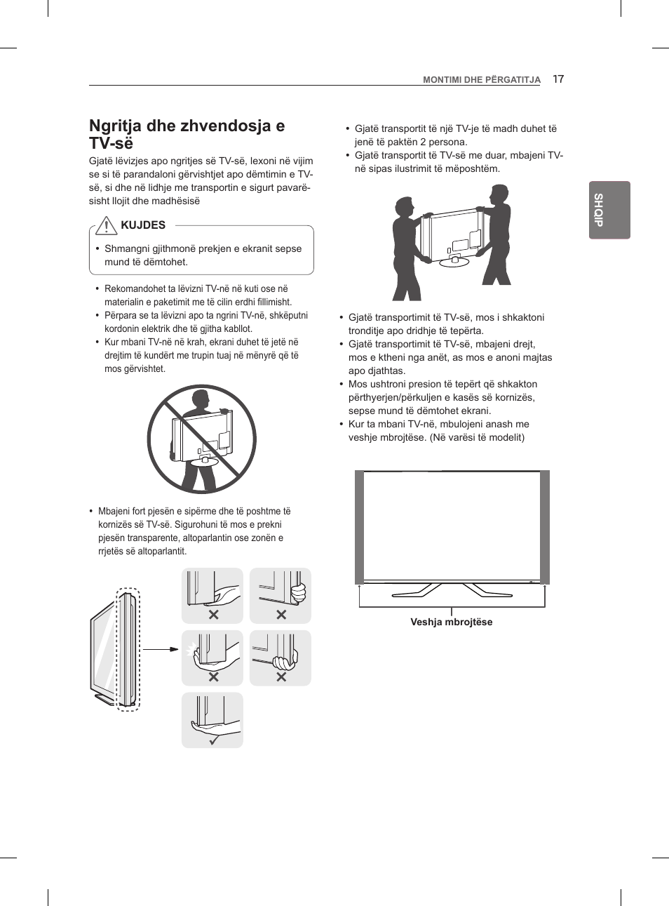 Ngritja dhe zhvendosja e tv-së | LG 47LM860V User Manual | Page 391 / 521