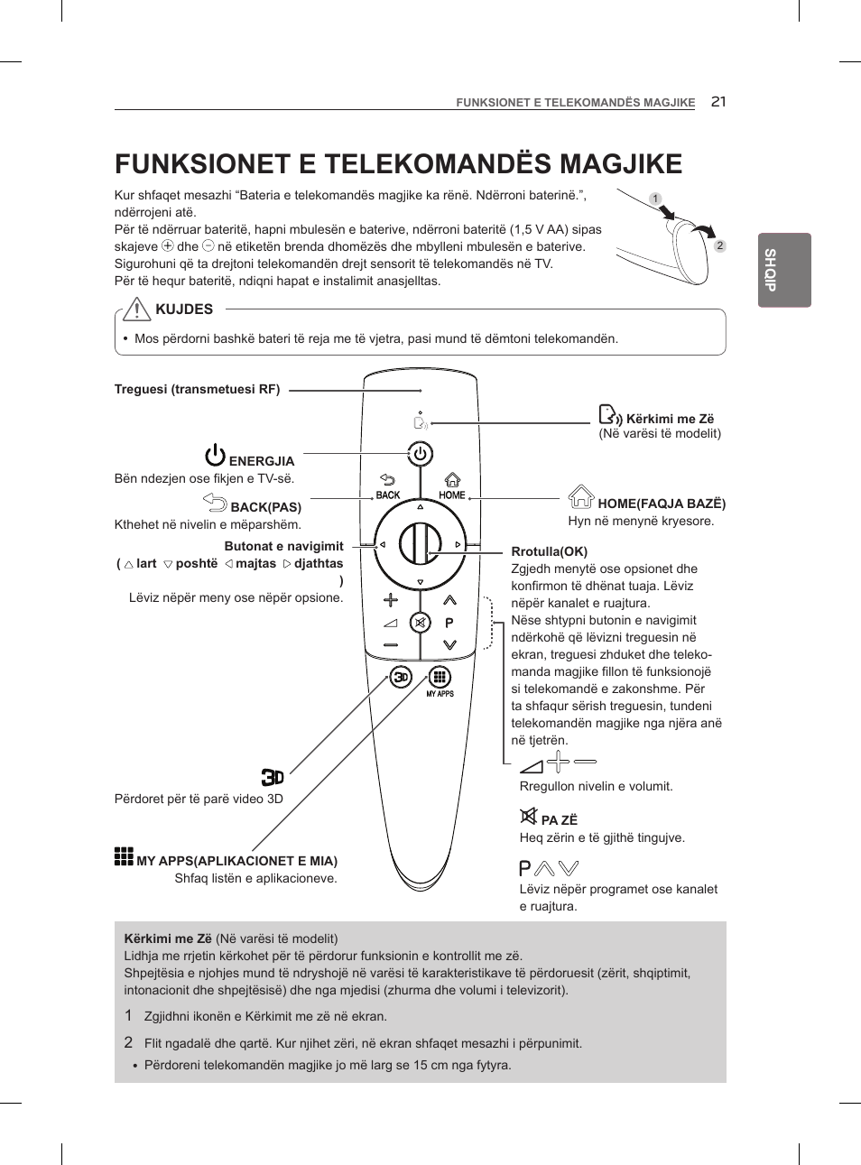 Funksionet e telekomandës magjike | LG 47LM860V User Manual | Page 395 / 521