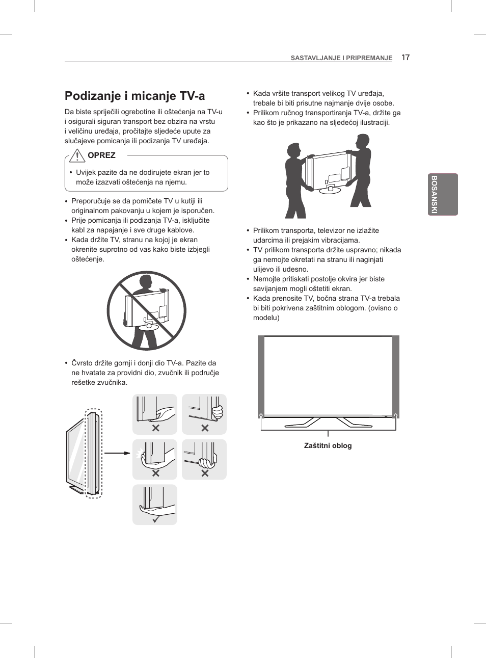 Podizanje i micanje tv-a | LG 47LM860V User Manual | Page 419 / 521