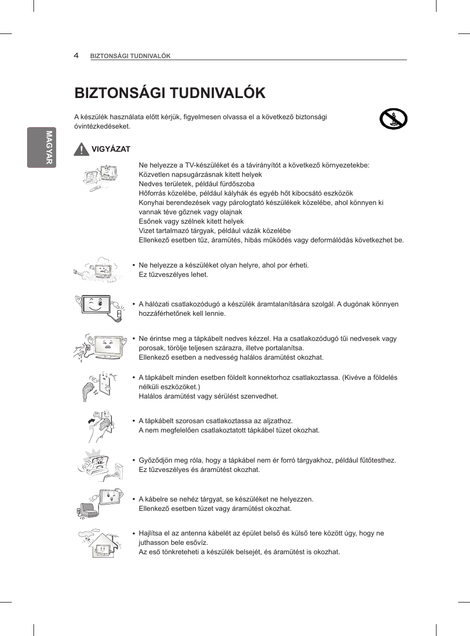 Biztonsági tudnivalók | LG 47LM860V User Manual | Page 42 / 521