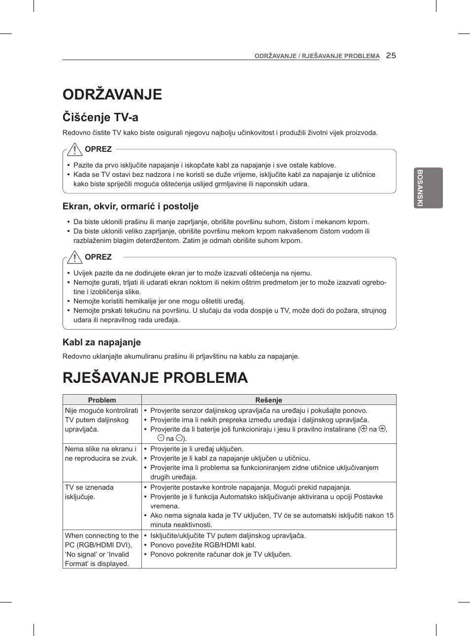 Rješavanje problema, Održavanje, Čišćenje tv-a | LG 47LM860V User Manual | Page 427 / 521