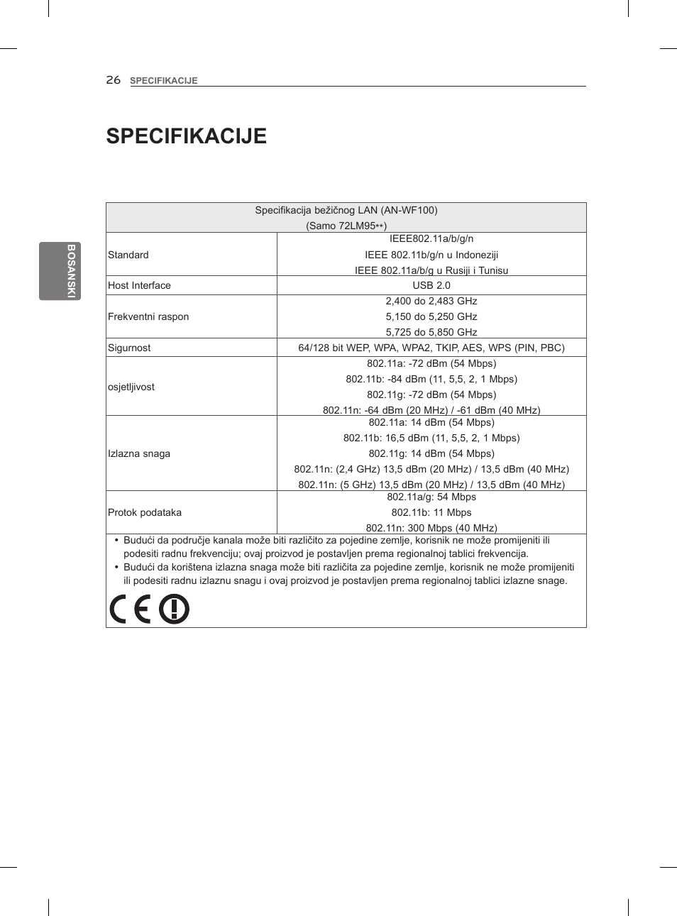 Specifikacije | LG 47LM860V User Manual | Page 428 / 521