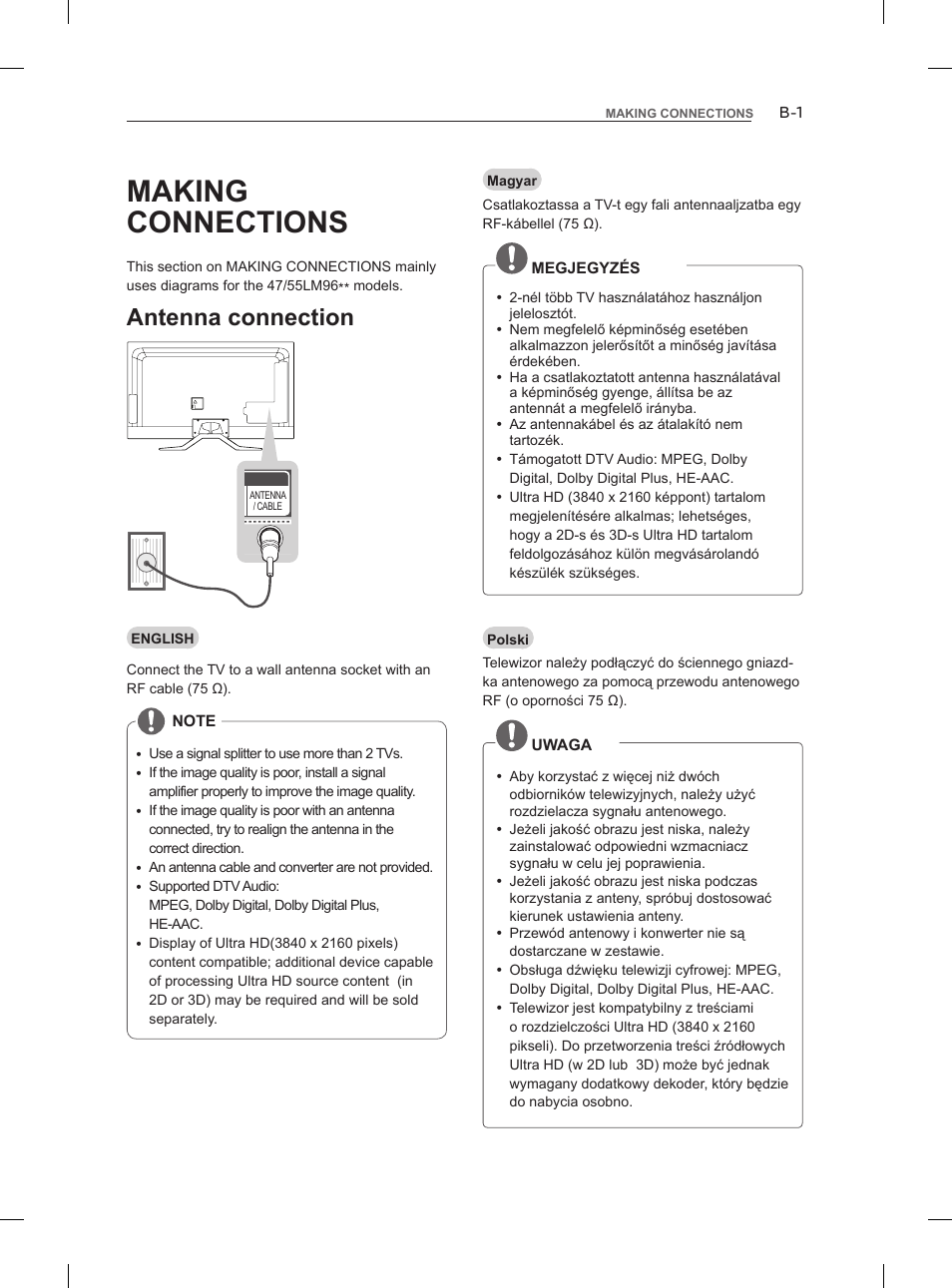 Mfl67441712_b, Making connections, Antenna connection | LG 47LM860V User Manual | Page 459 / 521