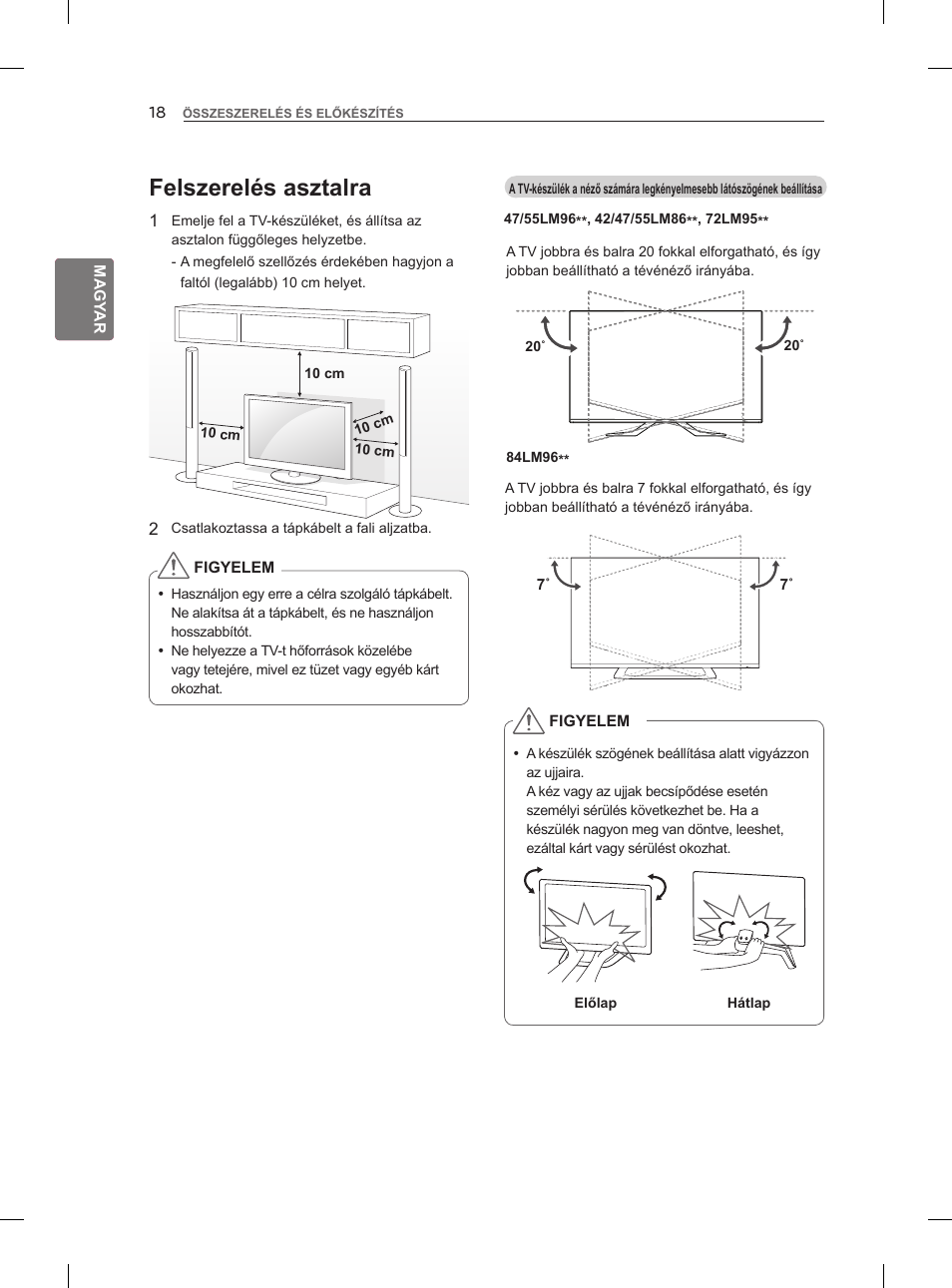 Felszerelés asztalra | LG 47LM860V User Manual | Page 56 / 521