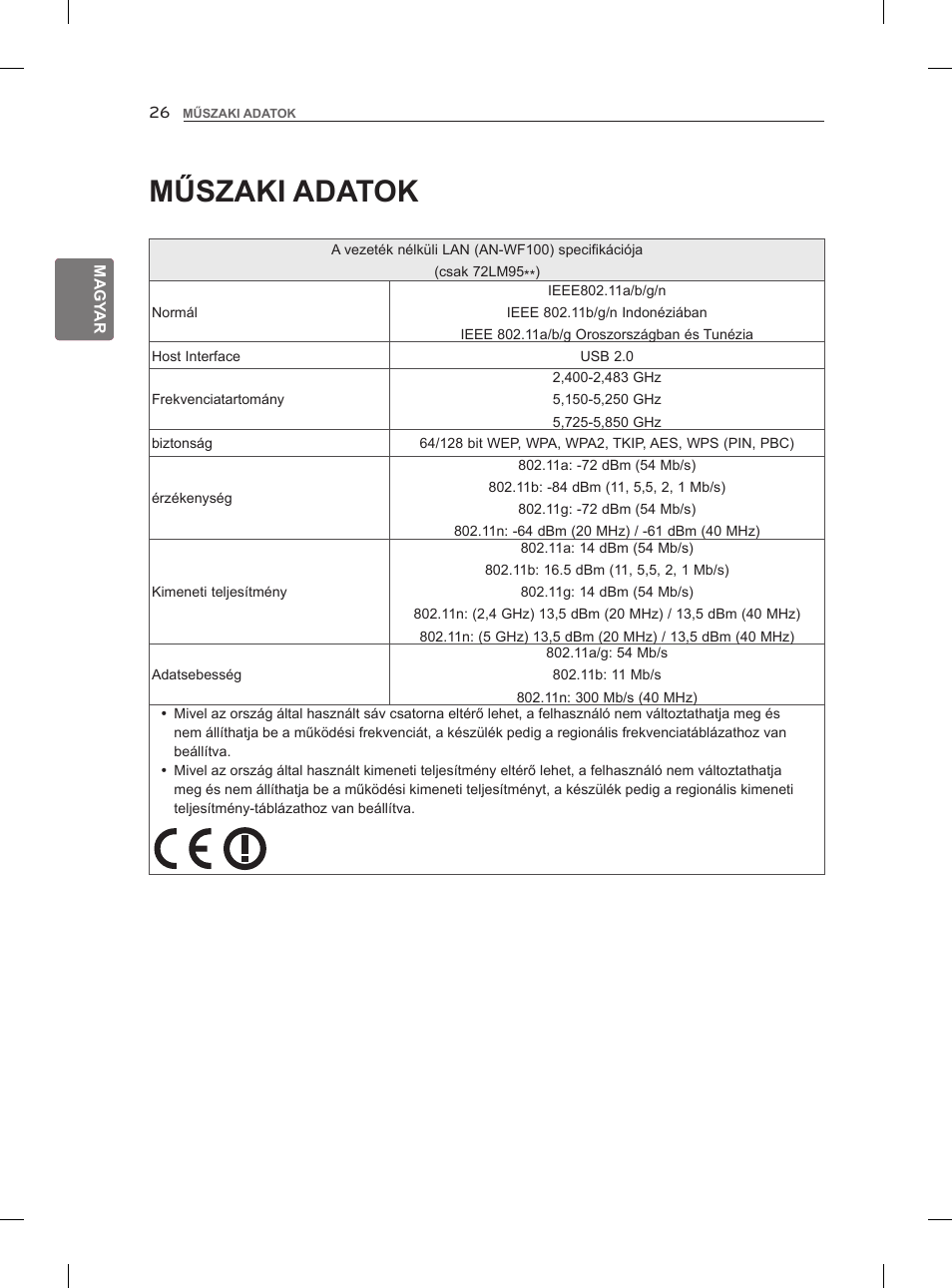 Műszaki adatok | LG 47LM860V User Manual | Page 64 / 521