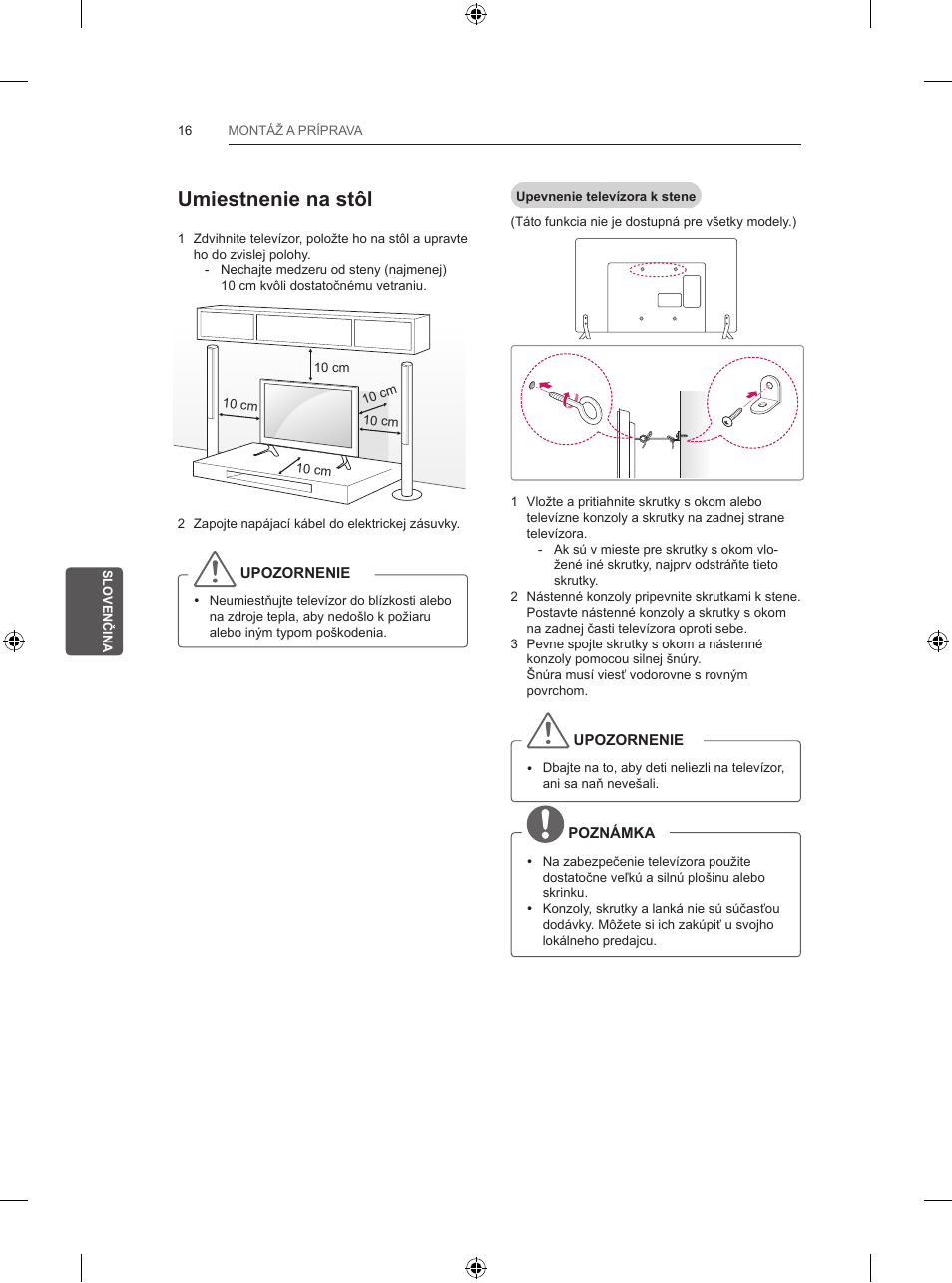 Umiestnenie na stôl | LG 47LB570V User Manual | Page 136 / 392