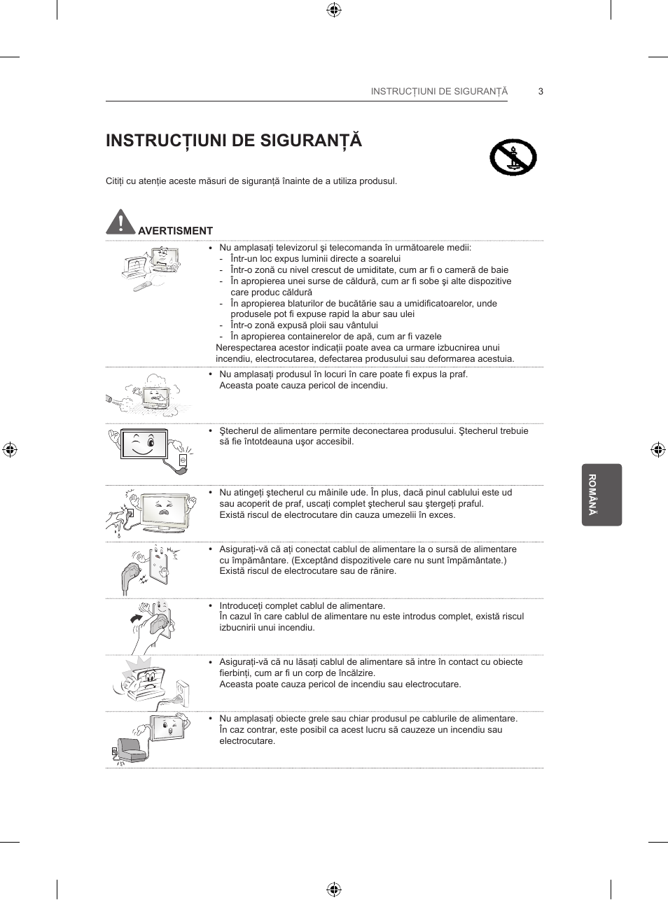 Instrucţiuni de siguranţă | LG 47LB570V User Manual | Page 145 / 392