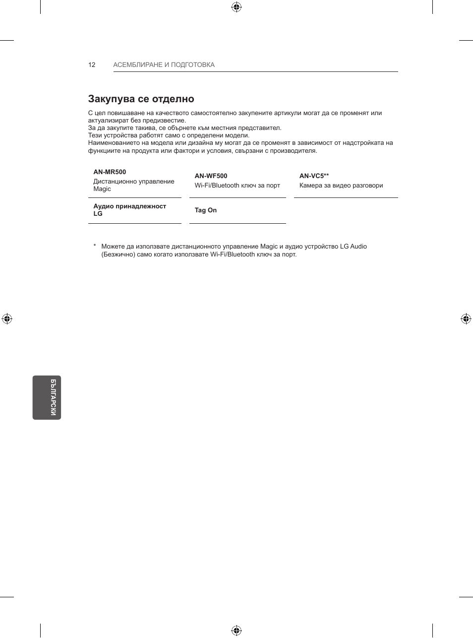 Закупува се отделно | LG 47LB570V User Manual | Page 176 / 392