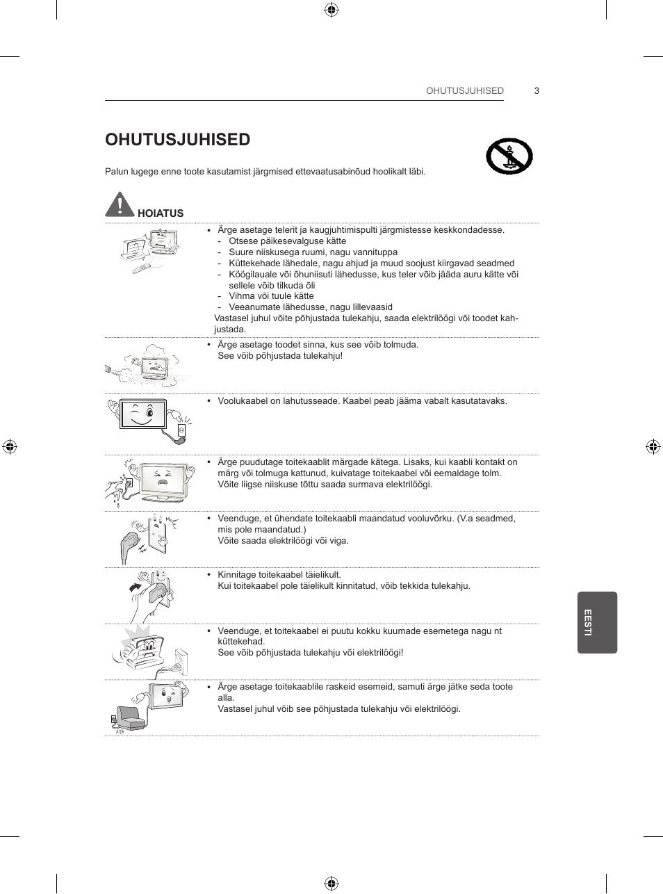 Ohutusjuhised | LG 47LB570V User Manual | Page 189 / 392