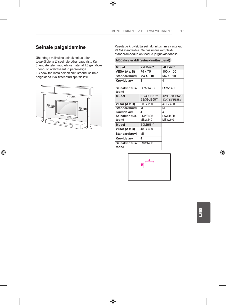 Seinale paigaldamine | LG 47LB570V User Manual | Page 203 / 392