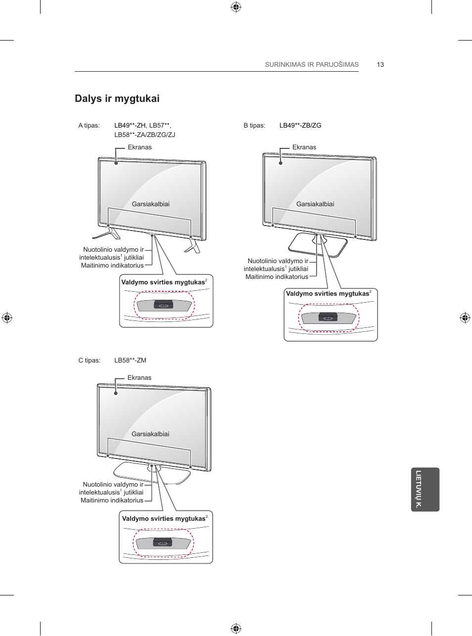 Dalys ir mygtukai | LG 47LB570V User Manual | Page 221 / 392