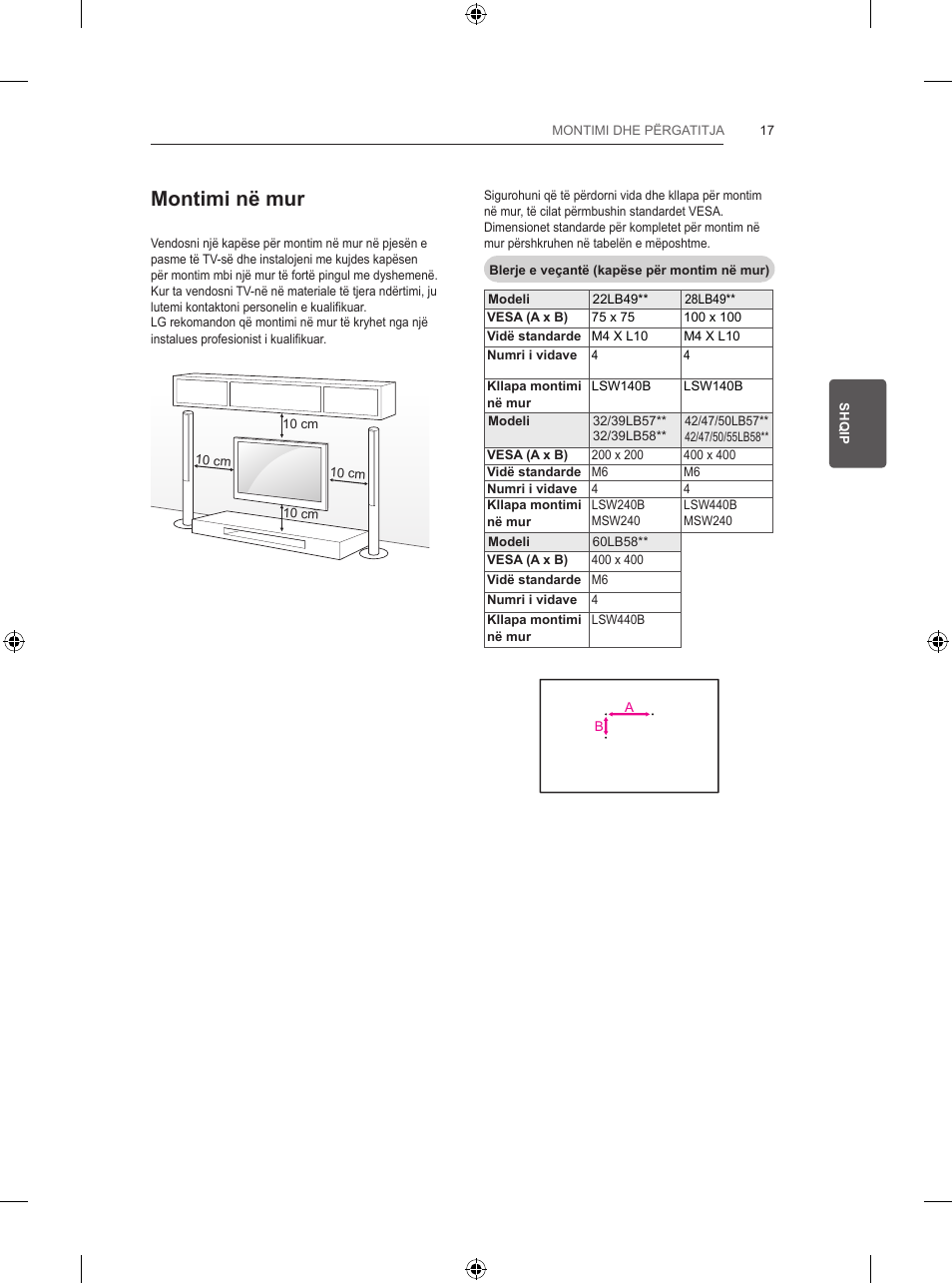 Montimi në mur | LG 47LB570V User Manual | Page 313 / 392