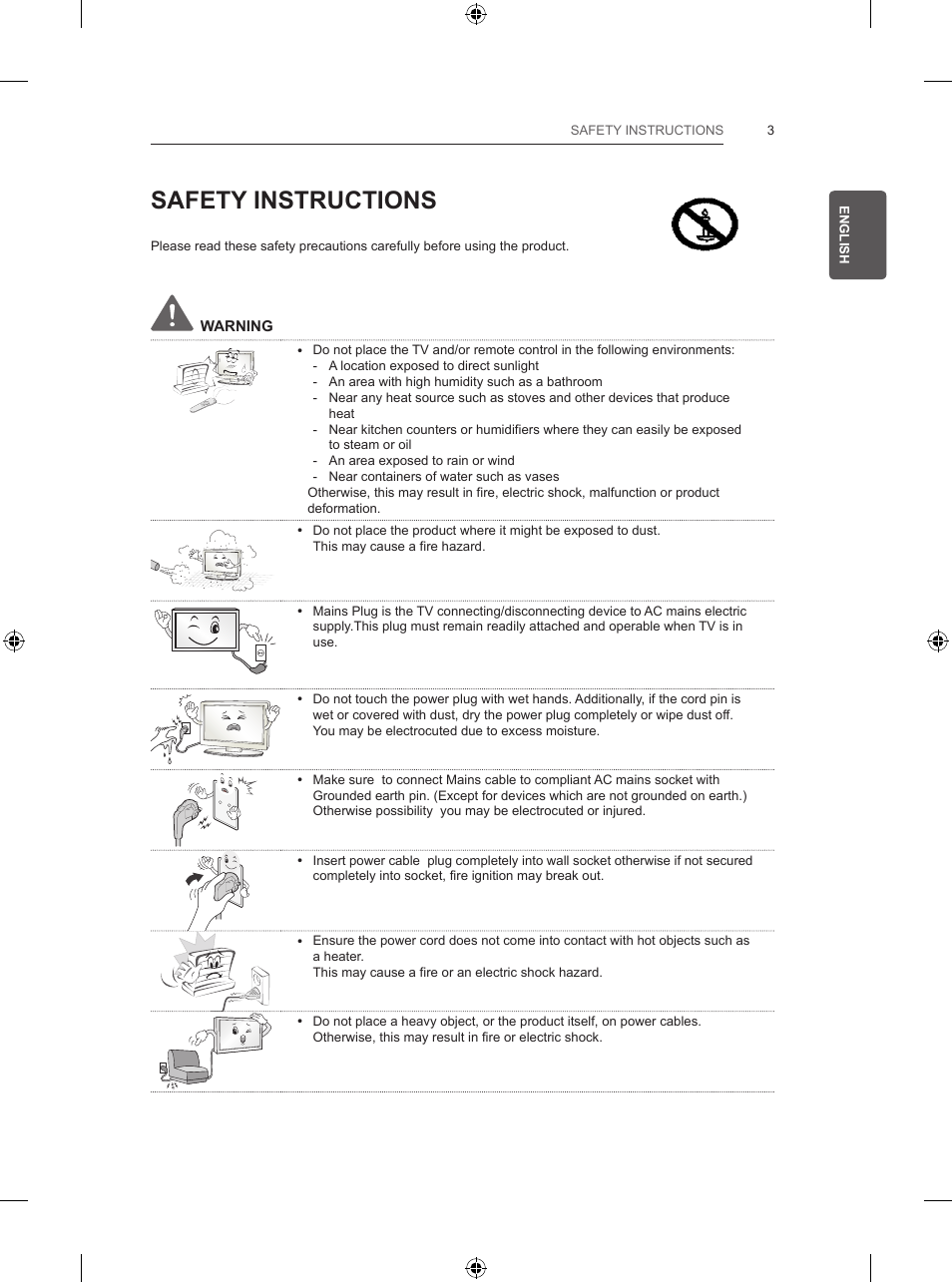 Safety instructions | LG 47LB570V User Manual | Page 35 / 392