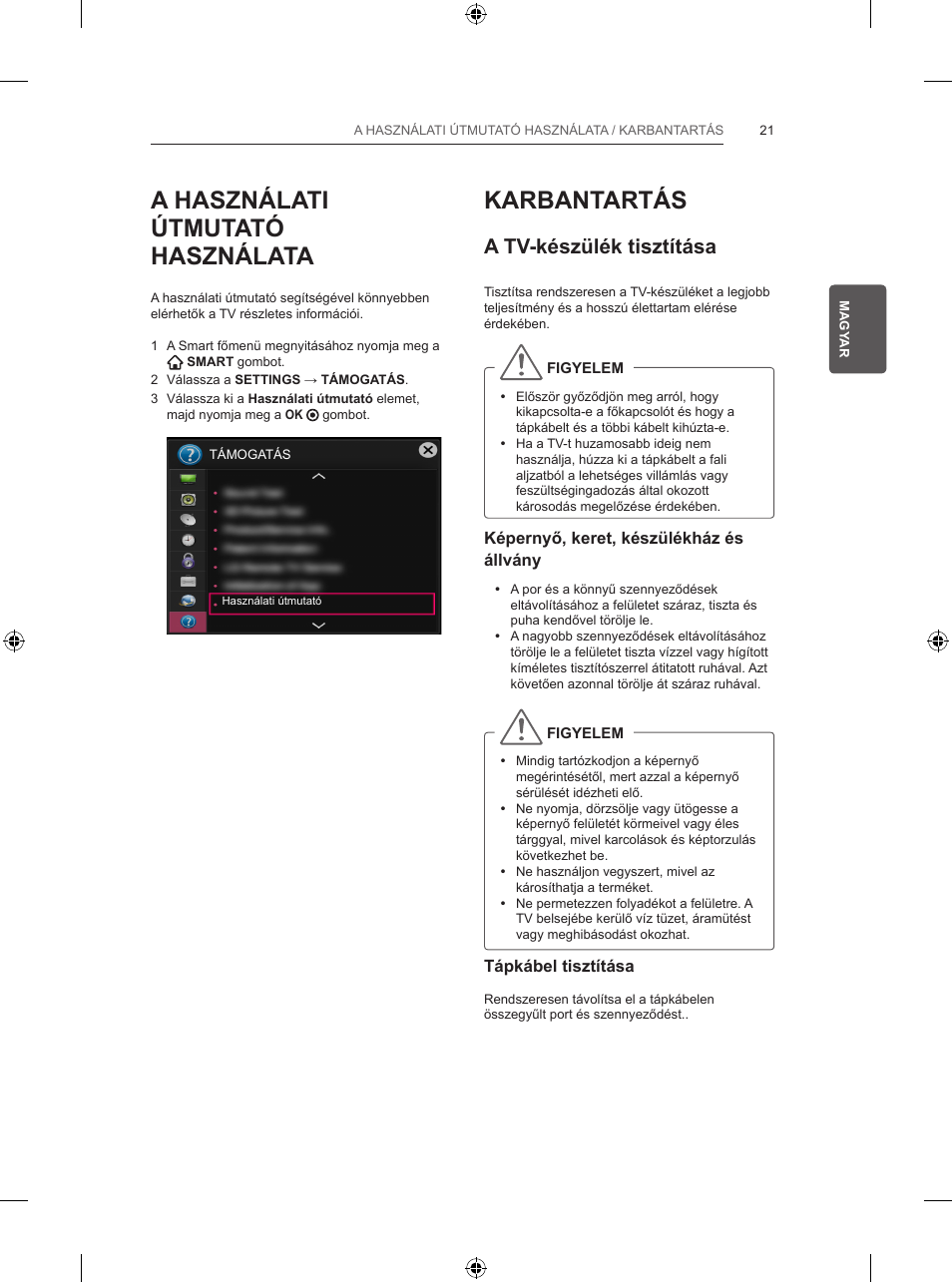 A használati útmutató használata, Karbantartás, A tv-készülék tisztítása | LG 47LB570V User Manual | Page 75 / 392