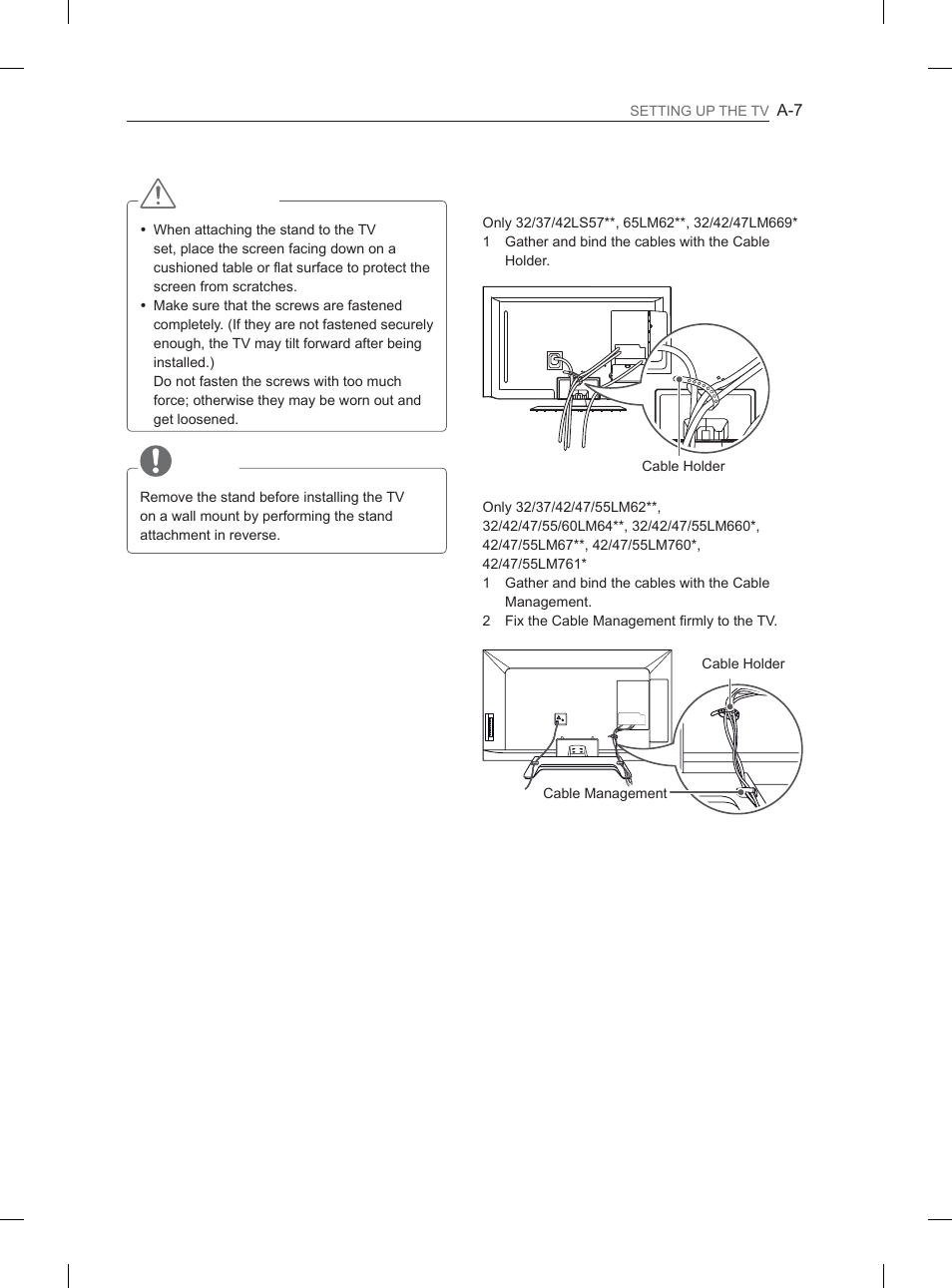 Tidying cables, Caution | LG 37LS570S User Manual | Page 10 / 519