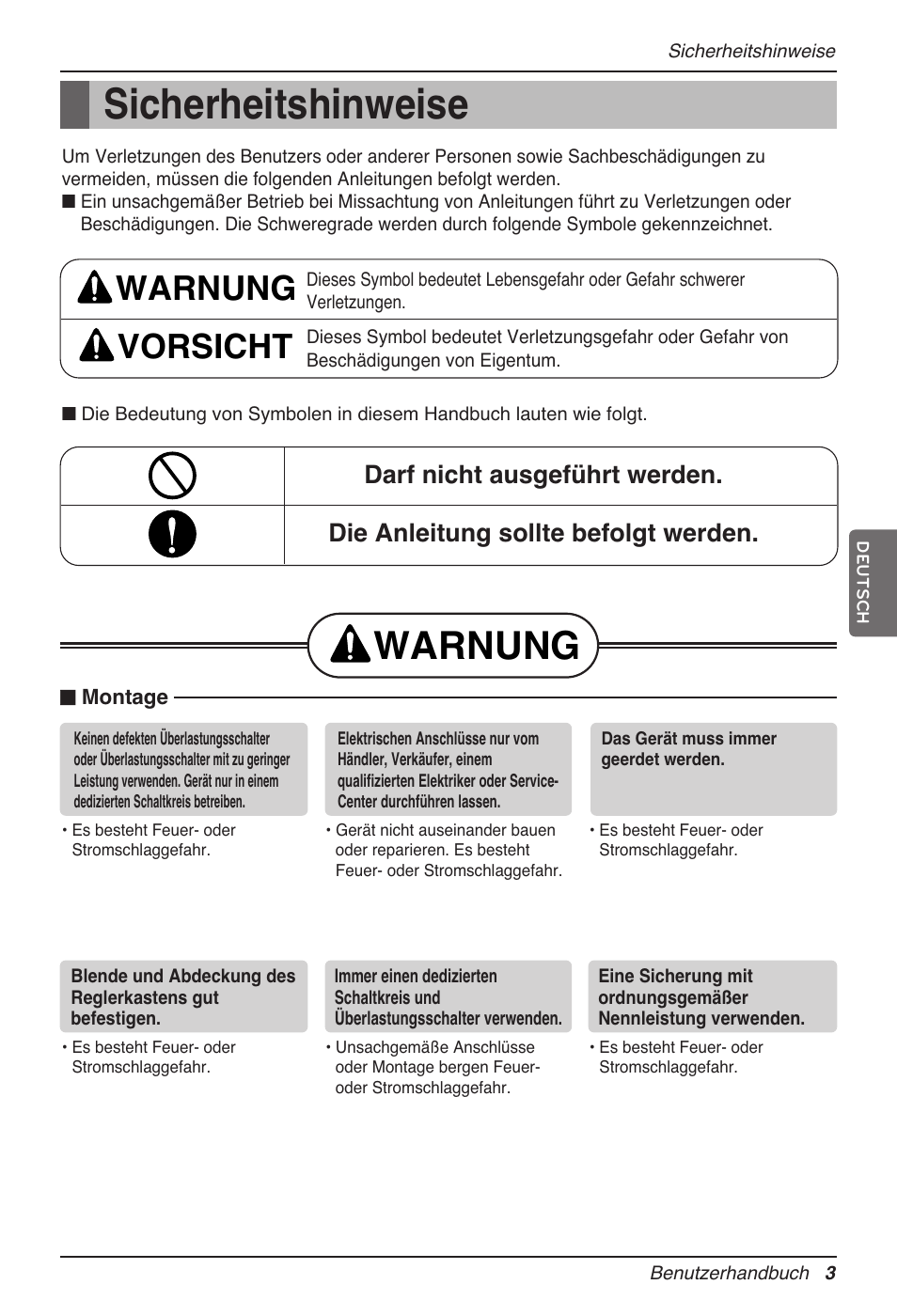 Sicherheitshinweise, Warnung, Warnung vorsicht | LG MV12AH User Manual | Page 103 / 413