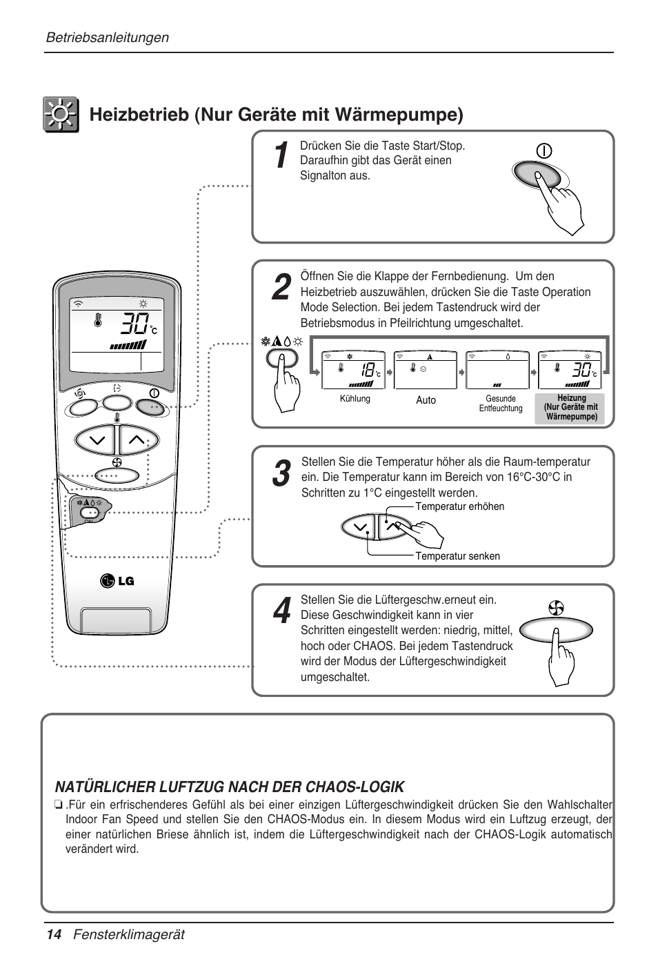 Heizbetrieb (nur geräte mit wärmepumpe) | LG MV12AH User Manual | Page 114 / 413