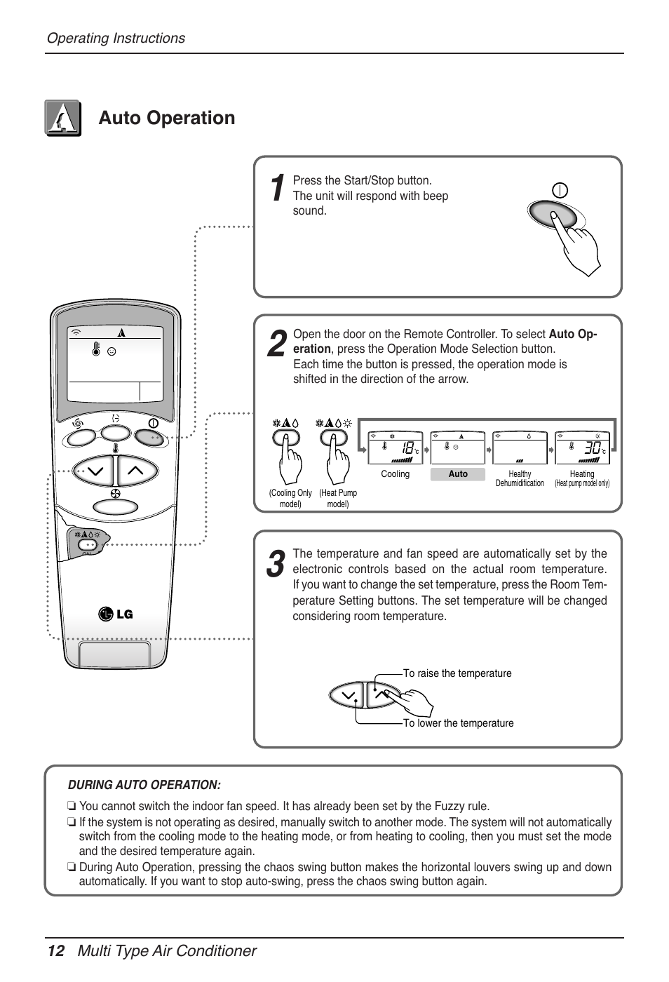 Auto operation | LG MV12AH User Manual | Page 12 / 413