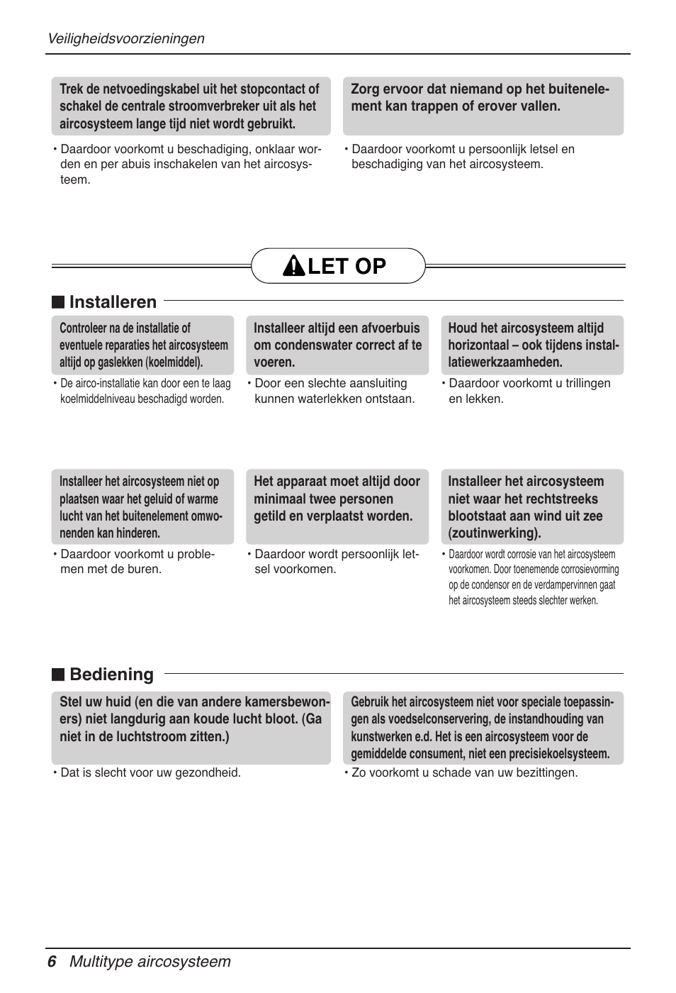 Let op, N installeren, N bediening | LG MV12AH User Manual | Page 130 / 413