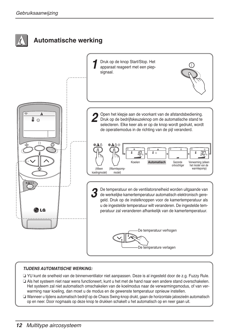 Automatische werking | LG MV12AH User Manual | Page 136 / 413