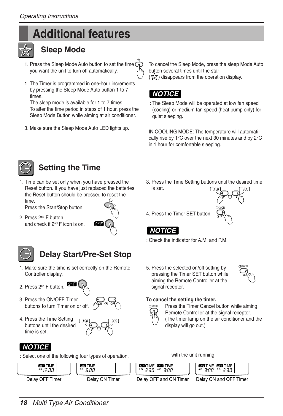 Additional features, Notice, 18 multi type air conditioner | LG MV12AH User Manual | Page 18 / 413