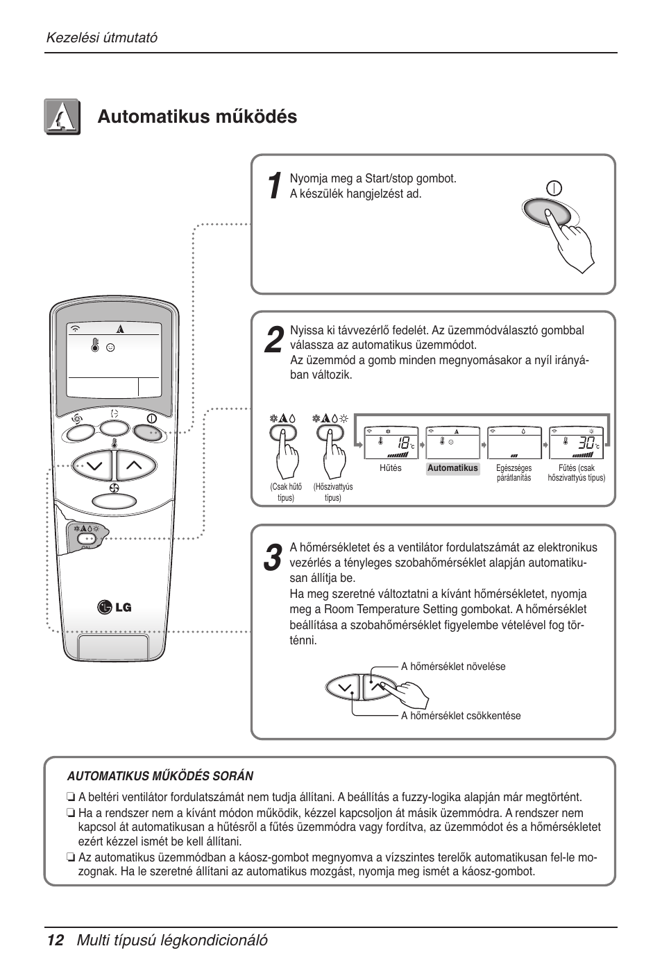 Automatikus működés | LG MV12AH User Manual | Page 184 / 413