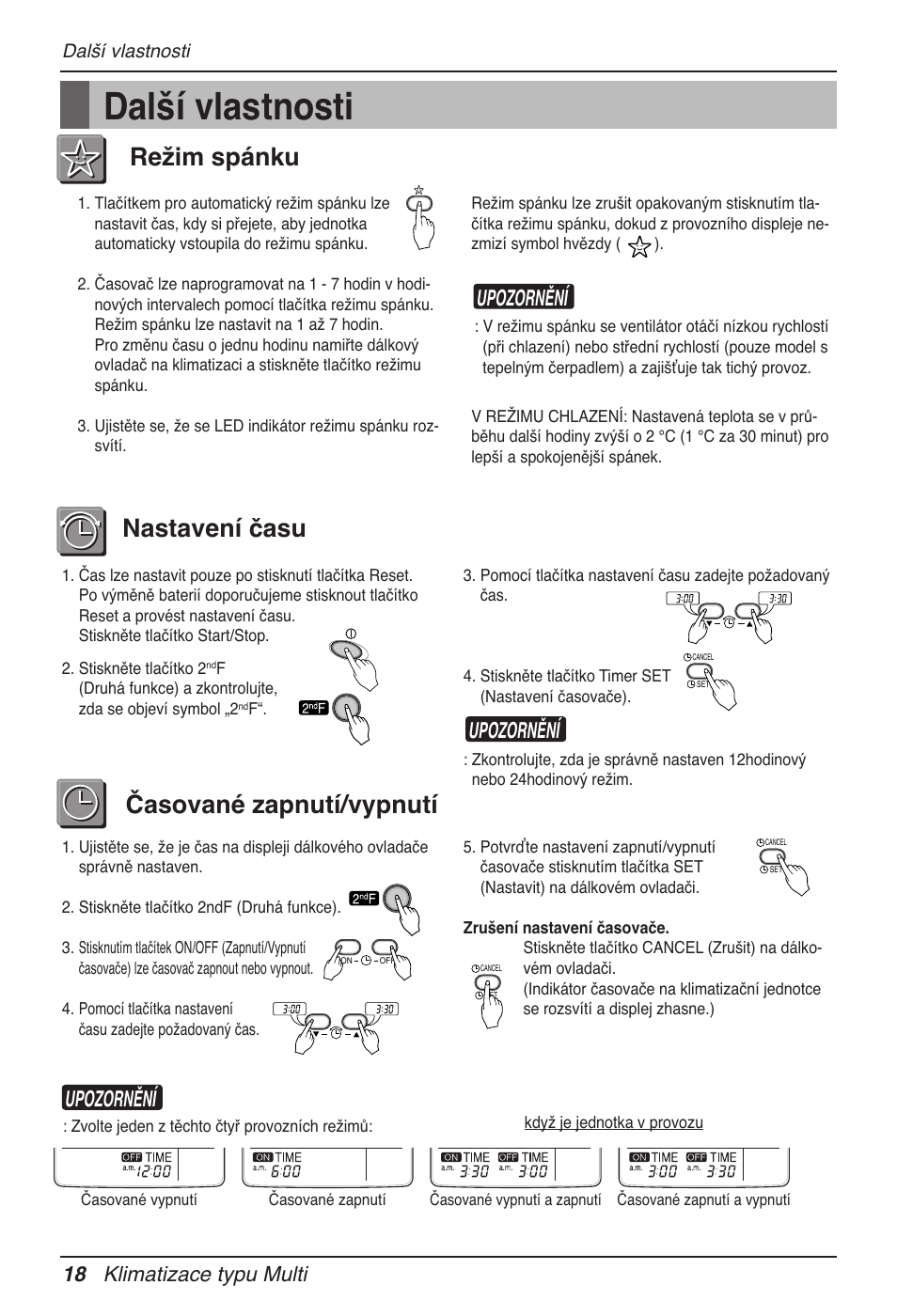 Další vlastnosti, Upozornění, 18 klimatizace typu multi | LG MV12AH User Manual | Page 214 / 413
