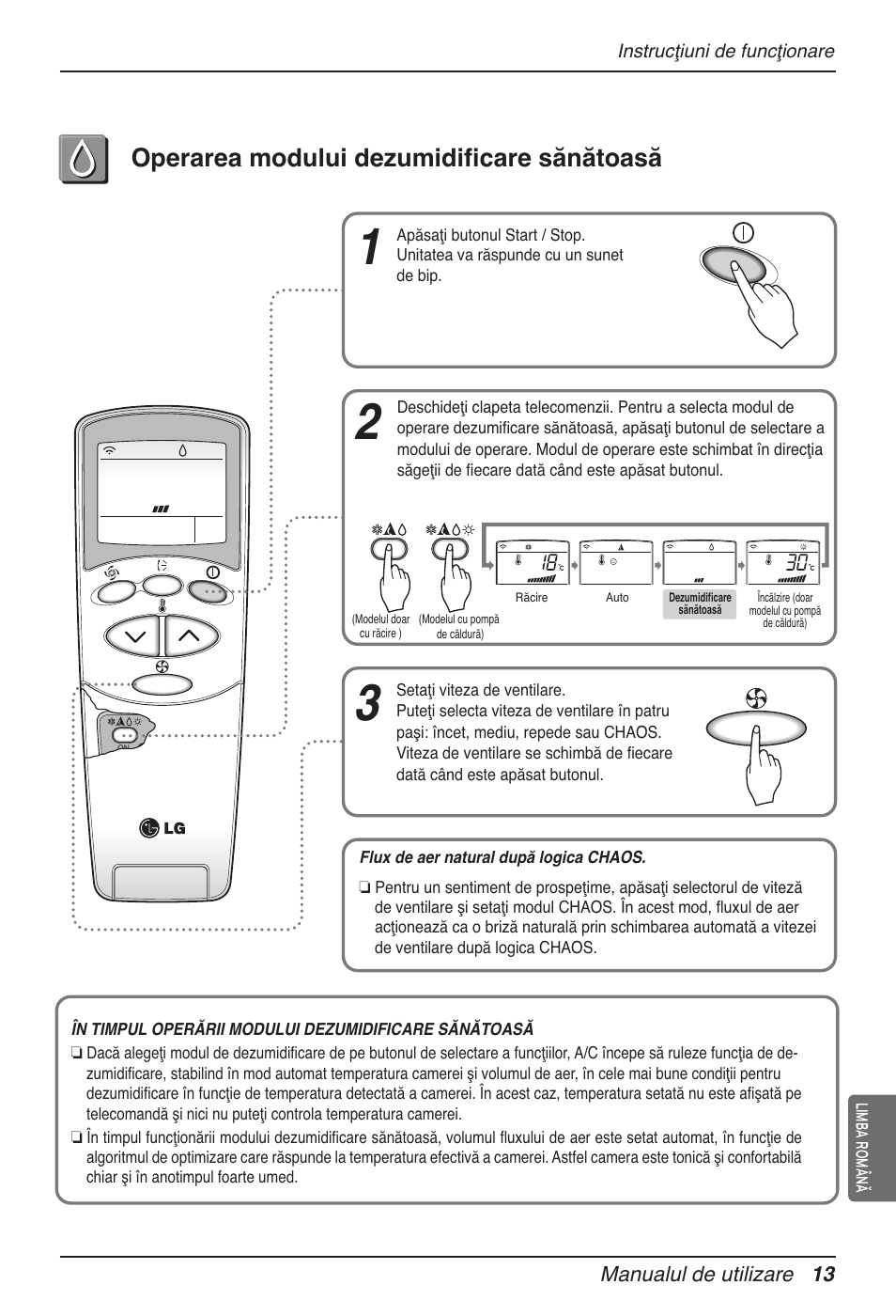Operarea modului dezumidificare sănătoasă | LG MV12AH User Manual | Page 233 / 413