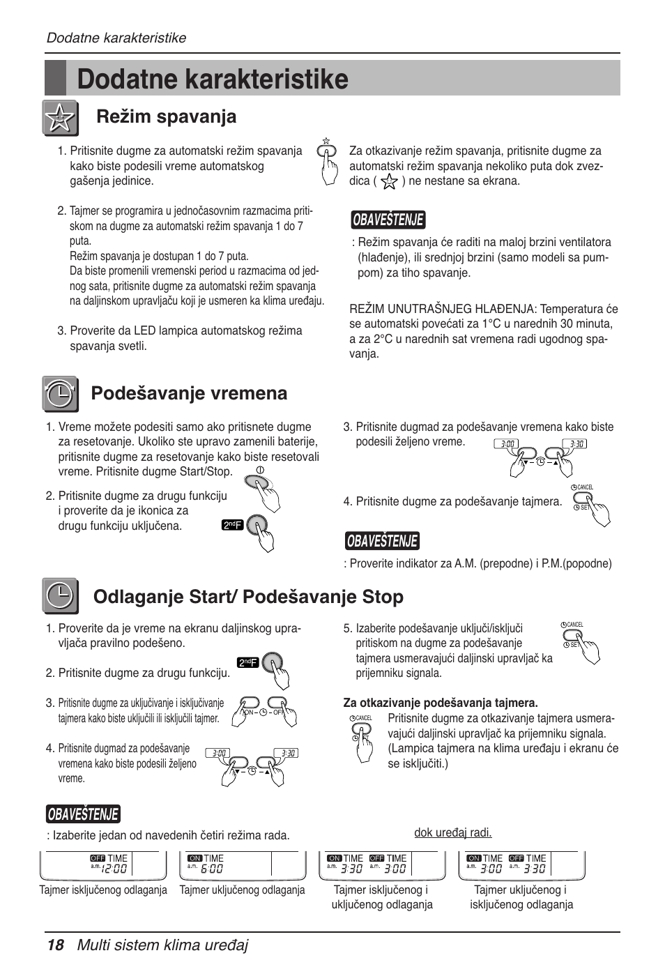 Dodatne karakteristike, Obaveštenje, 18 multi sistem klima uređaj | LG MV12AH User Manual | Page 286 / 413