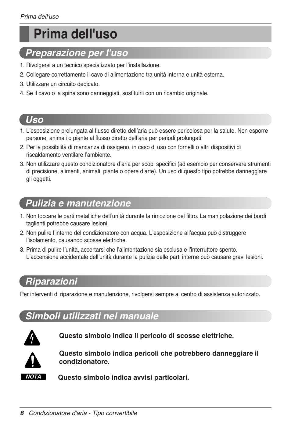 Prima dell'uso | LG MV12AH User Manual | Page 32 / 413