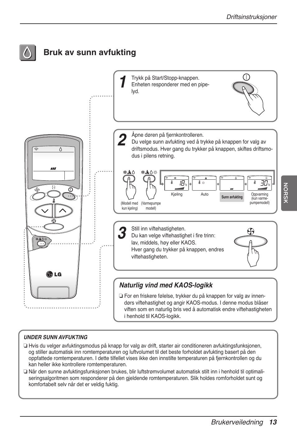 Bruk av sunn avfukting | LG MV12AH User Manual | Page 353 / 413