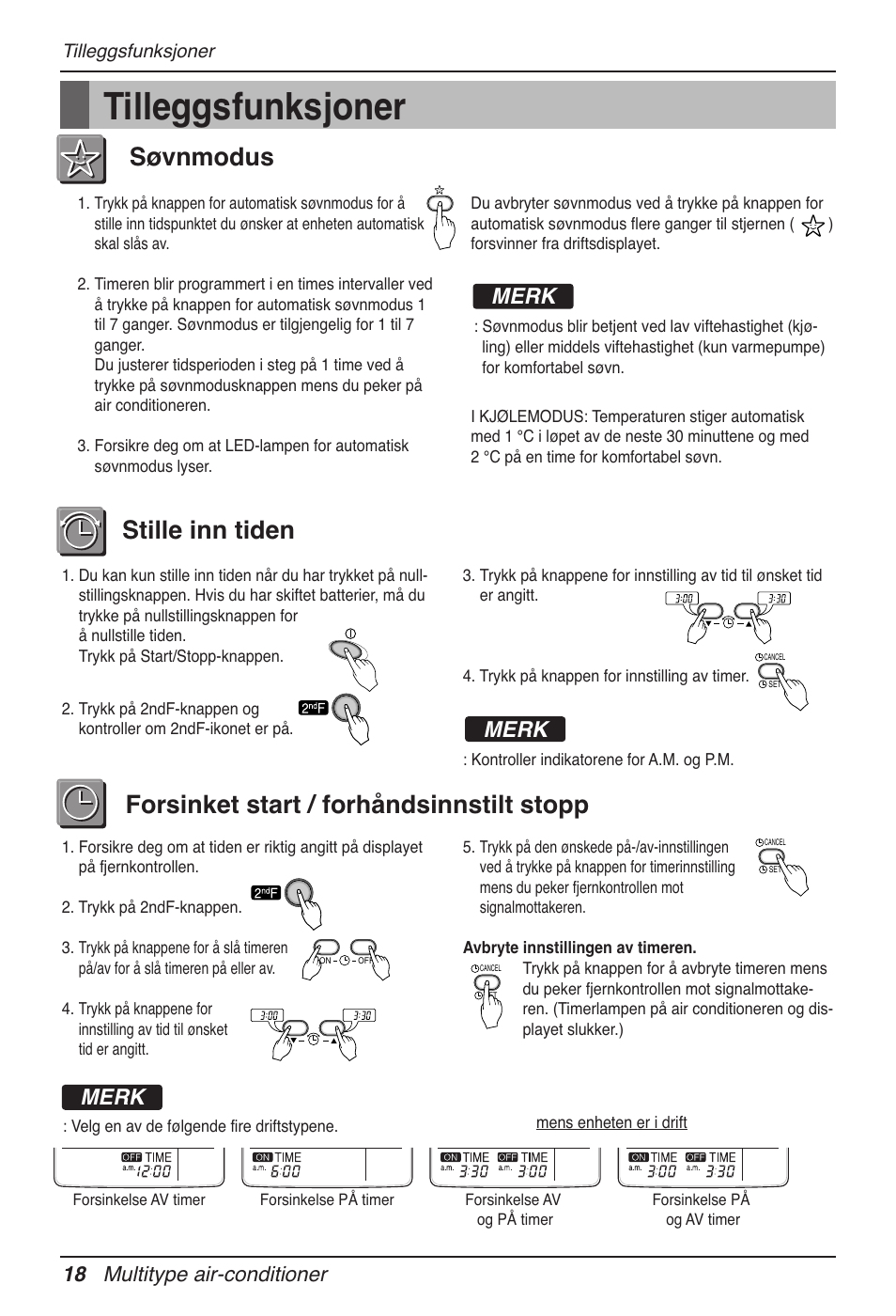 Tilleggsfunksjoner, Merk, 18 multitype air-conditioner | LG MV12AH User Manual | Page 358 / 413