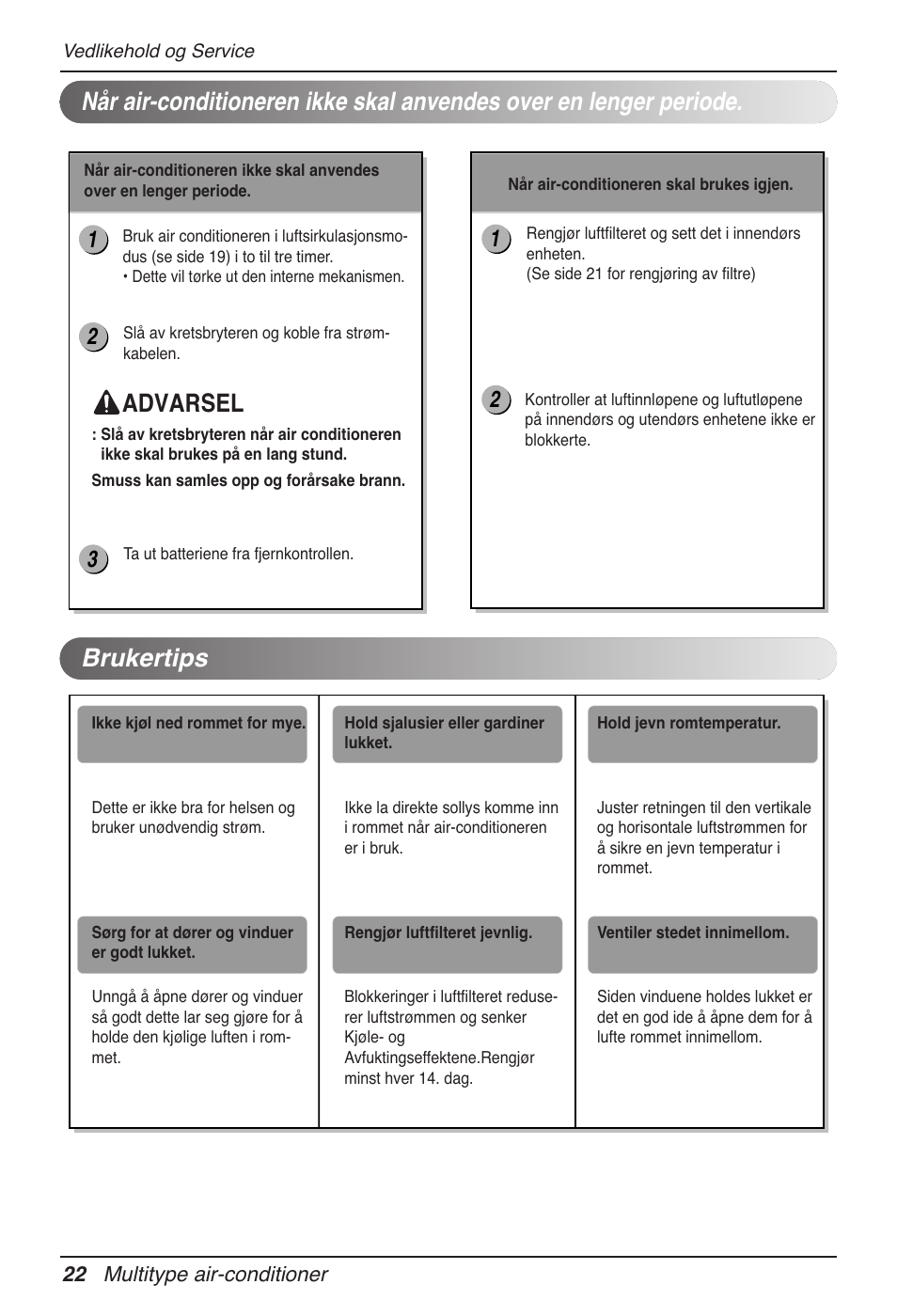 Advarsel | LG MV12AH User Manual | Page 362 / 413