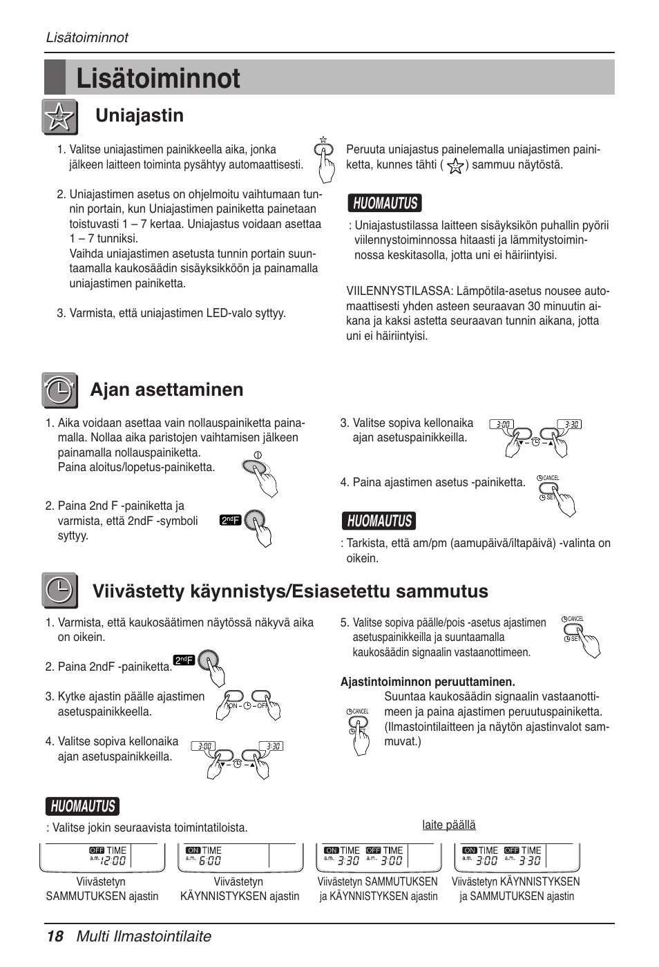 Lisätoiminnot, Huomautus, 18 multi ilmastointilaite | LG MV12AH User Manual | Page 382 / 413