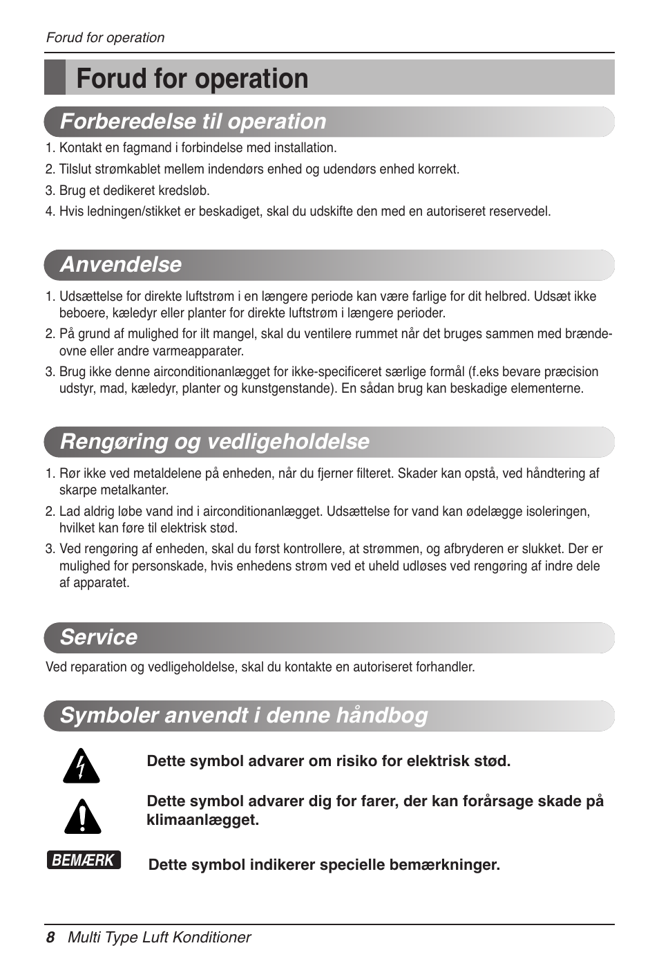 Forud for operation | LG MV12AH User Manual | Page 396 / 413