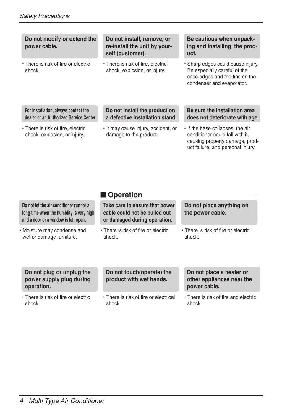 N operation, 4 multi type air conditioner | LG MV12AH User Manual | Page 4 / 413