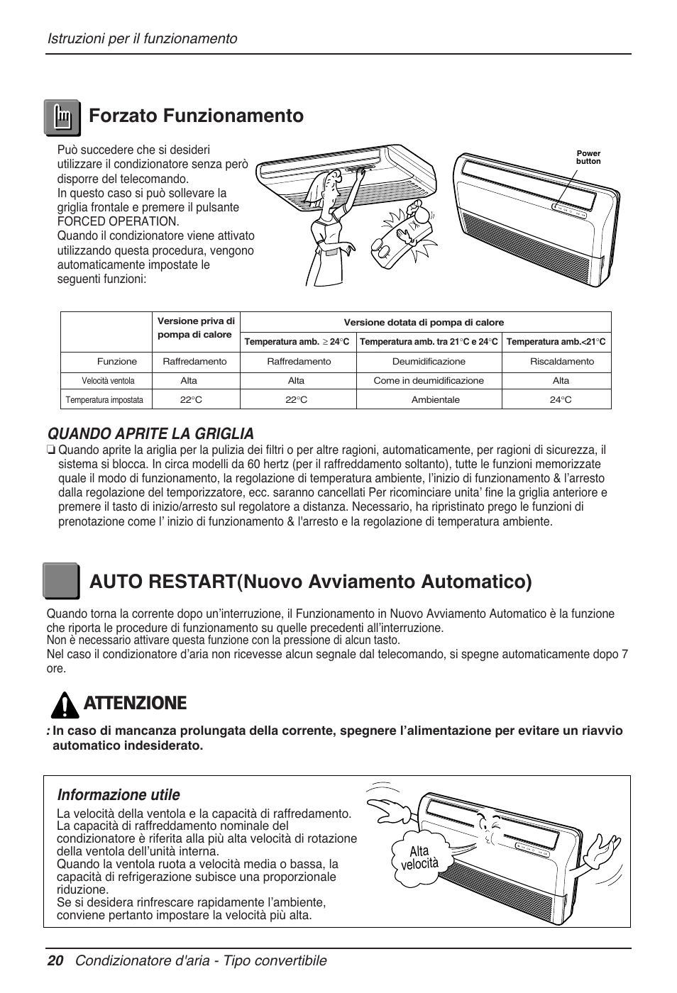 Attenzione, Quando aprite la griglia, Informazione utile | Alta velocità | LG MV12AH User Manual | Page 44 / 413