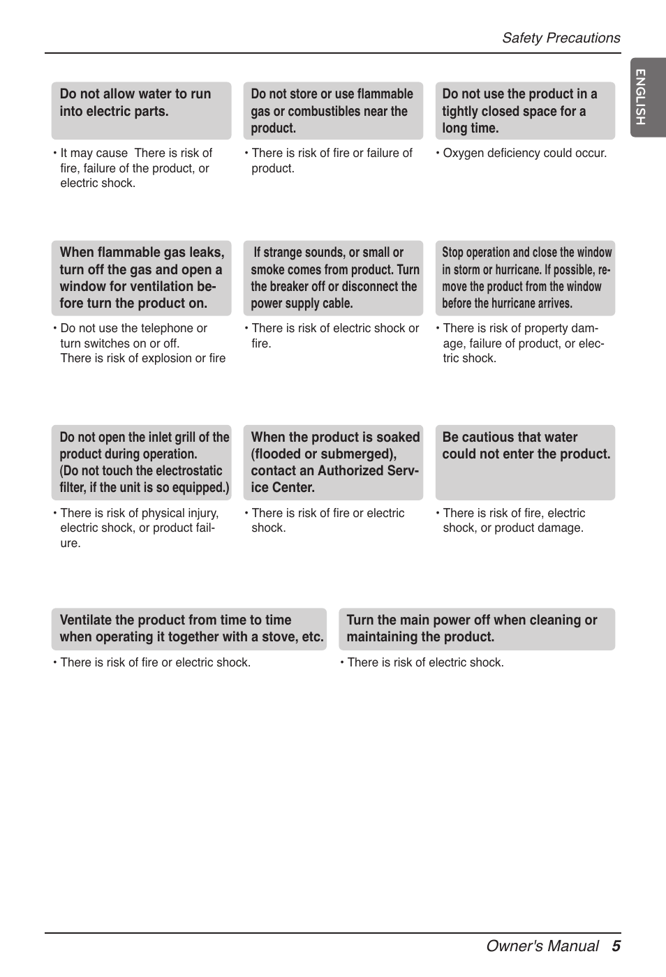 Owner's manual 5 | LG MV12AH User Manual | Page 5 / 413