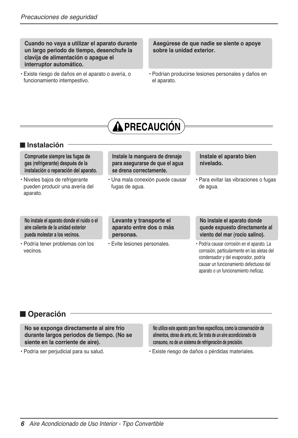 Precaución, N operación | LG MV12AH User Manual | Page 54 / 413