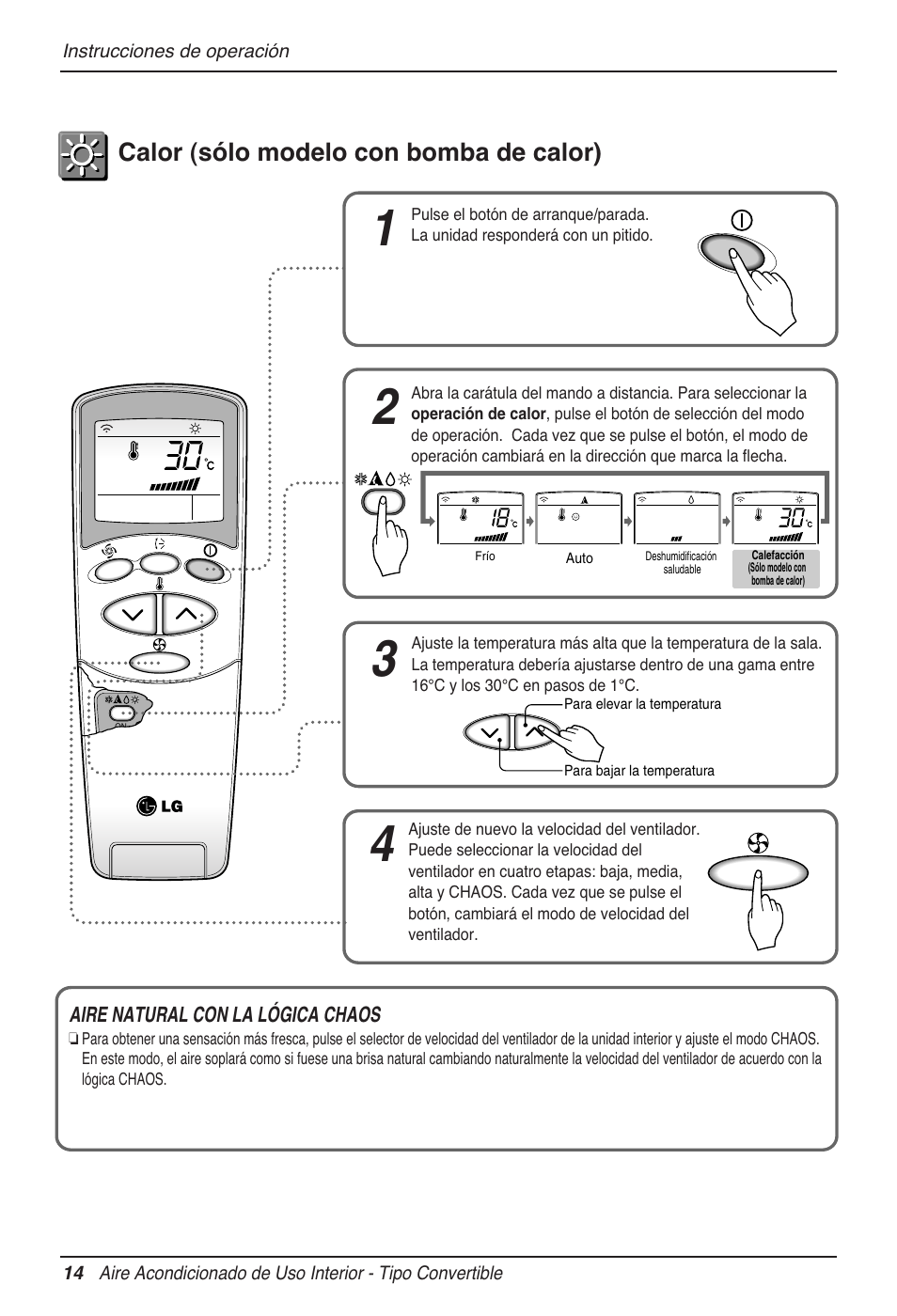 Calor (sólo modelo con bomba de calor) | LG MV12AH User Manual | Page 62 / 413