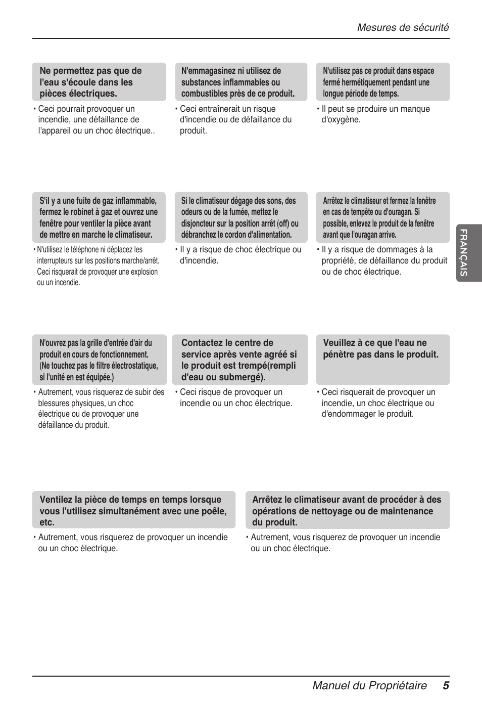 Manuel du propriétaire 5 | LG MV12AH User Manual | Page 81 / 413