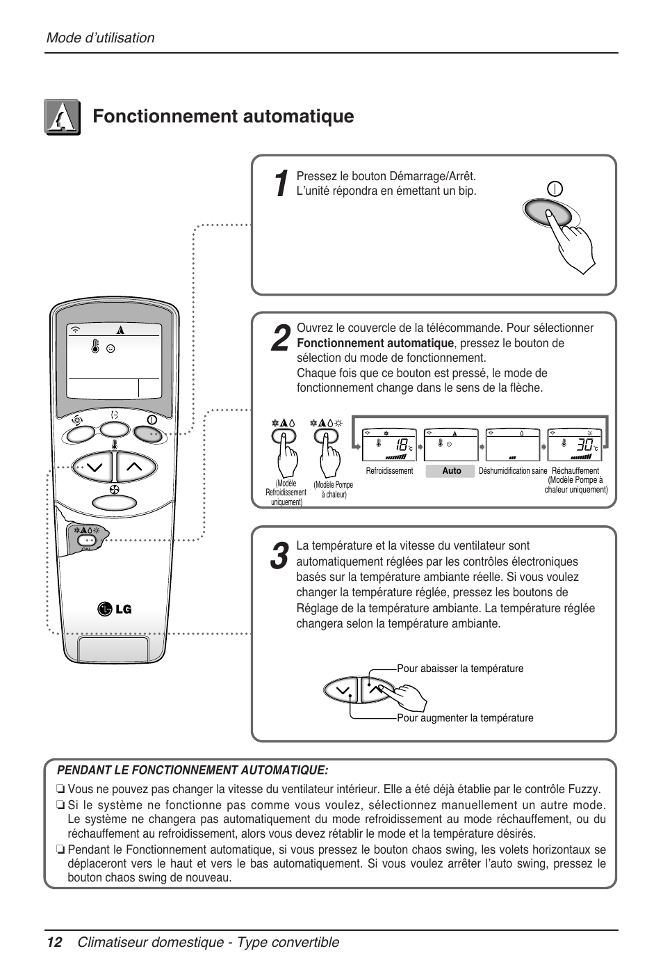 Fonctionnement automatique | LG MV12AH User Manual | Page 88 / 413