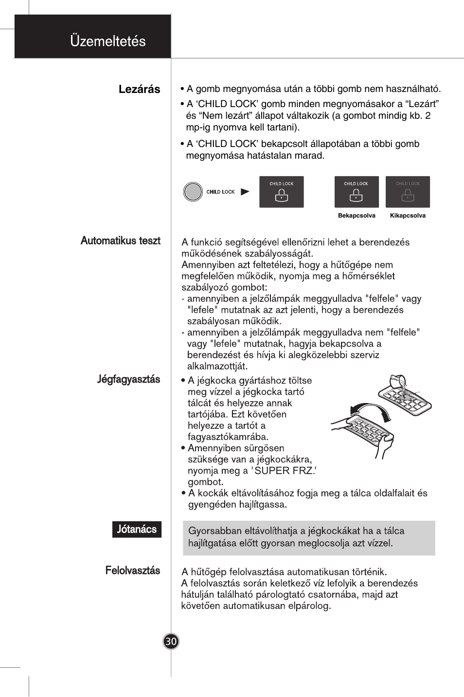 Lezárás | LG GR-B359PQA User Manual | Page 28 / 87
