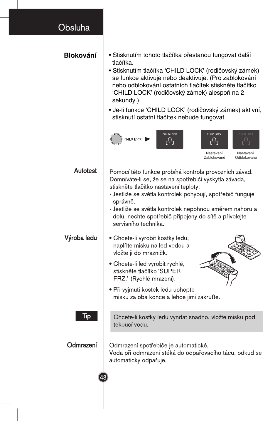 Blokování | LG GR-B359PQA User Manual | Page 45 / 87