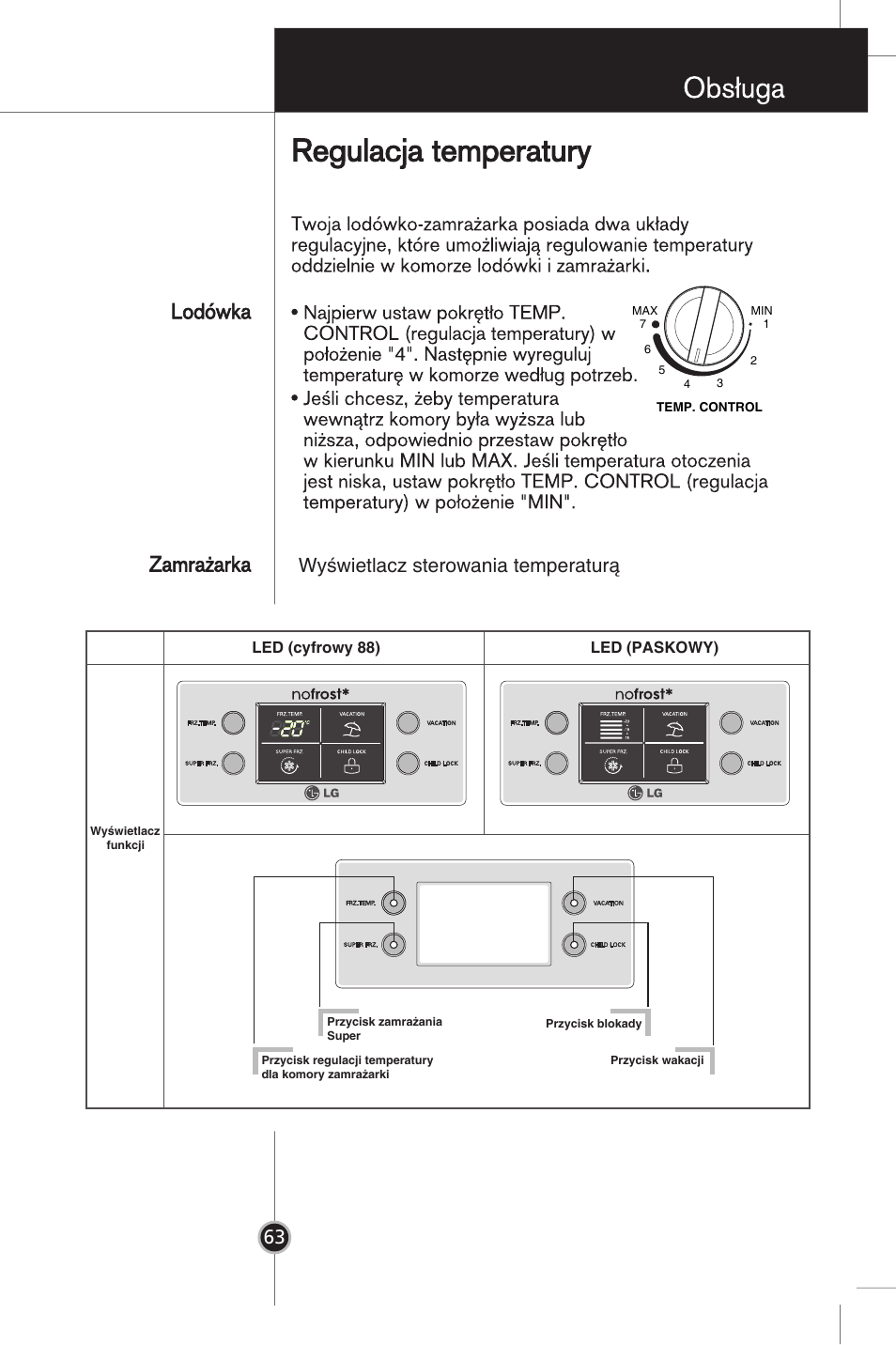 Wyświetlacz sterowania temperaturą | LG GR-B359PQA User Manual | Page 59 / 87