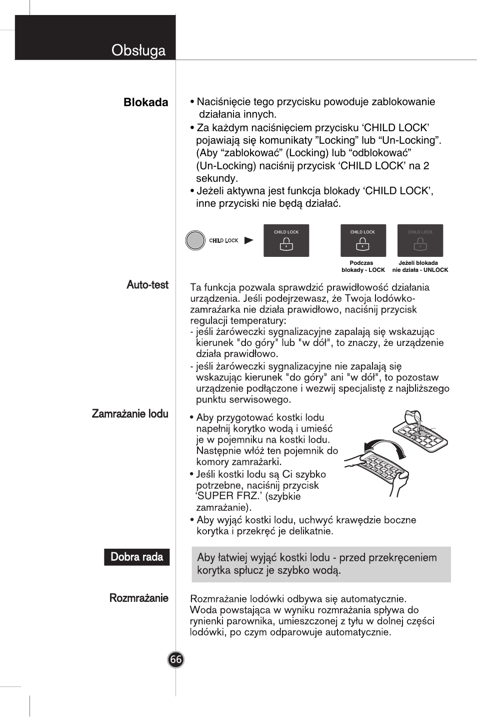 Blokada | LG GR-B359PQA User Manual | Page 62 / 87