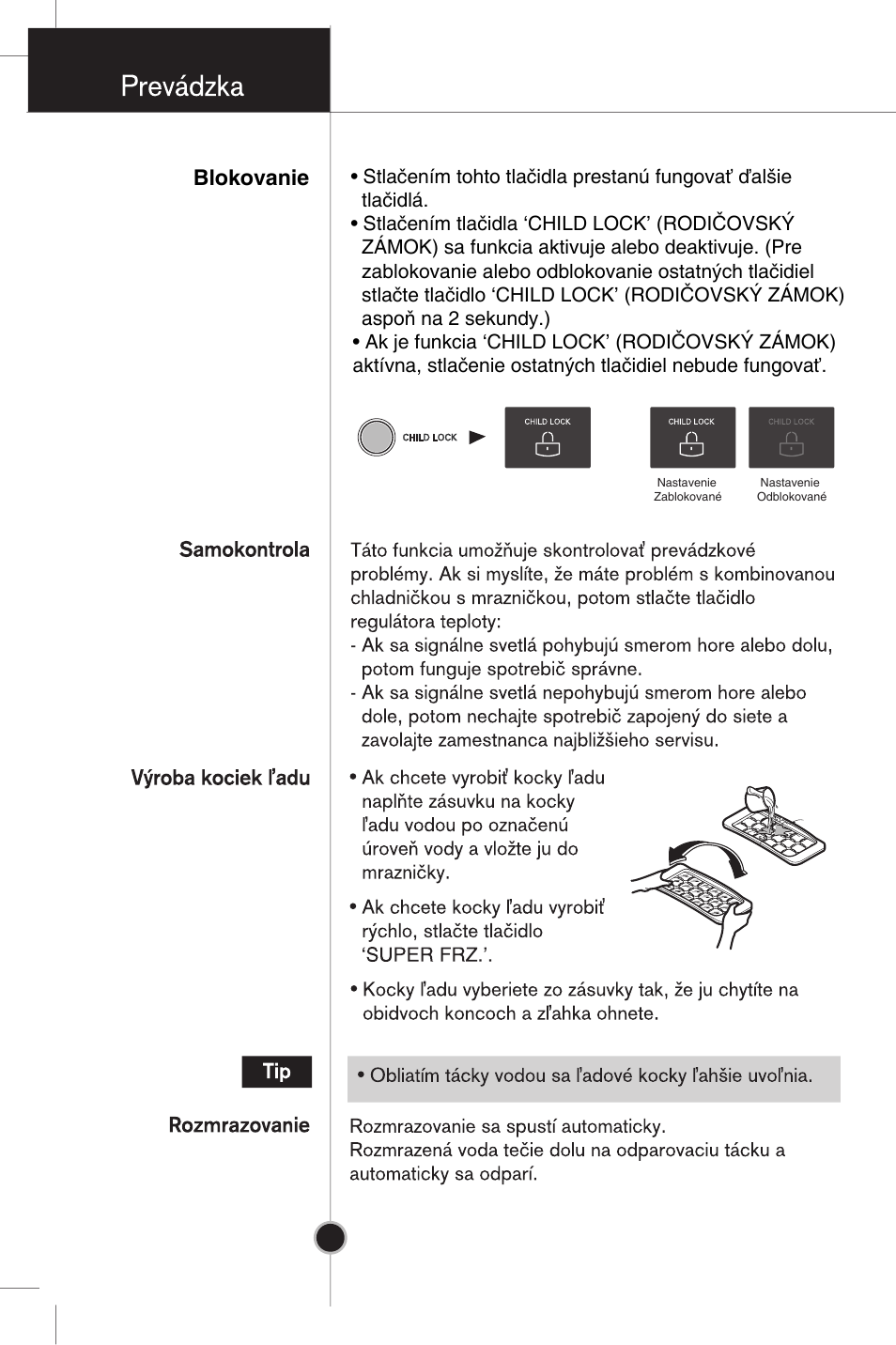 Blokovanie | LG GR-B359PQA User Manual | Page 79 / 87