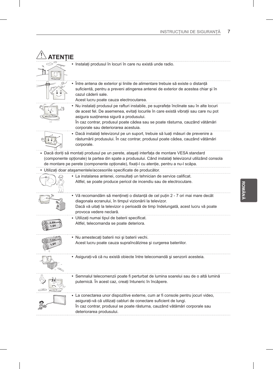 Atenţie | LG 42LM649S User Manual | Page 155 / 516