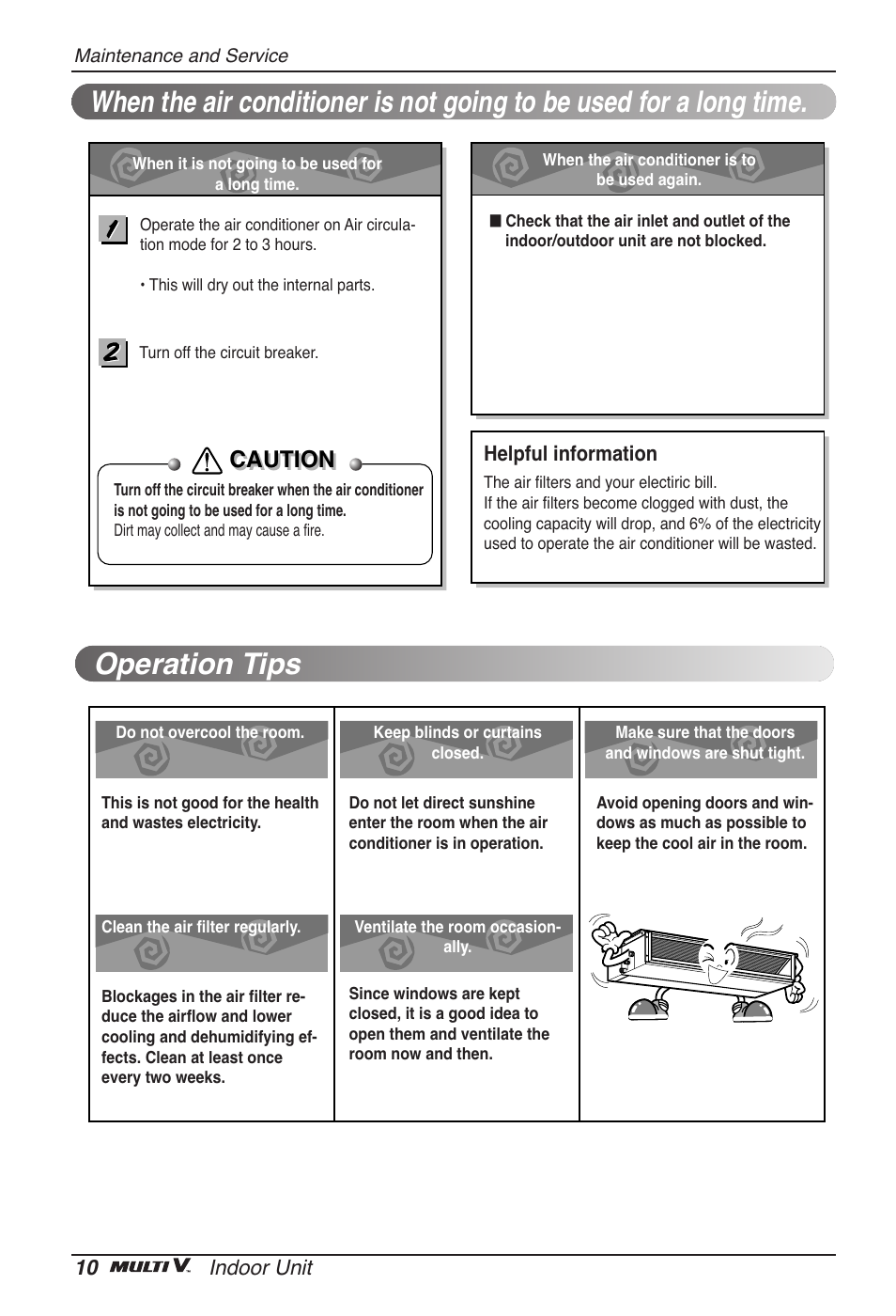 Operation tips, Caution | LG ARNU12GB1G2 User Manual | Page 10 / 205